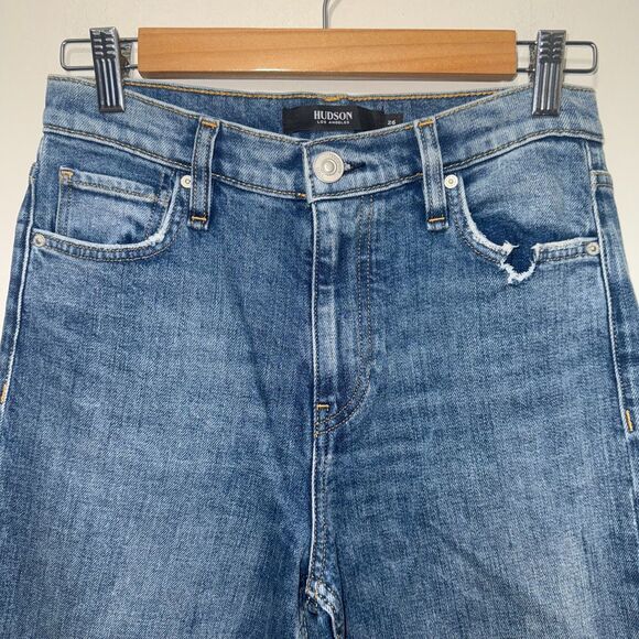 Hudson Remi High Rise Straight Crop Step Fray Hem Jean - Blue 26 - Picture 3 of 11